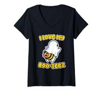 Donna Amo i Miei Boo-Tee | Cute Ghost Bee Funny Halloween per Maglietta con Collo a V