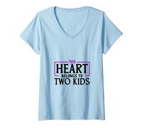 Donna Amo i Miei Due Figli Maglietta con Collo a V