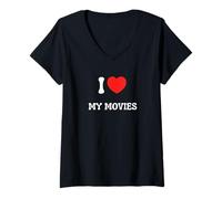 Donna Amo i Miei Film Maglietta con Collo a V