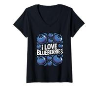Donna Amo i mirtilli Fresh Berry Passion Maglietta con Collo a V
