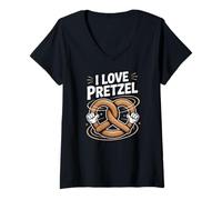 Donna Amo i pretzel Fun Foodie Delight Maglietta con Collo a V