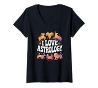 Donna Amo i segni zodiacali delloroscopo dellastrologia Maglietta con Collo a V