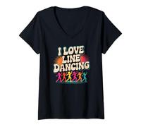 Donna Amo il ballo in linea Maglietta con Collo a V