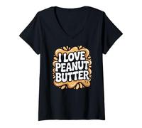 Donna Amo il burro di arachidi Fun Nutty Expression Maglietta con Collo a V