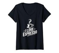 Donna Amo Il caffè Espresso, Amante del caffè Vintage Maglietta con Collo a V