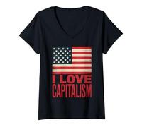 Donna Amo Il capitalismo Maglietta con Collo a V