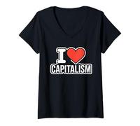 Donna Amo Il capitalismo Maglietta con Collo a V