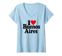 Donna Amo Il Cuore Buenos Aires Argentina Maglietta con Collo a V
