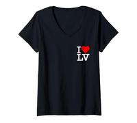 Donna AMO IL CUORE LAS VEGAS NEVADA LV Maglietta con Collo a V