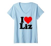 Donna Amo Il Cuore Liz Elizabeth Eliza Lizzy Elise Lisa Maglietta con Collo a V
