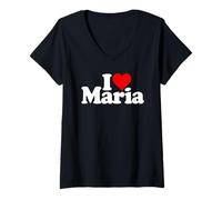 Donna Amo Il Cuore Maria Maglietta con Collo a V