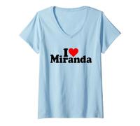 Donna Amo Il Cuore Miranda Mira Maglietta con Collo a V