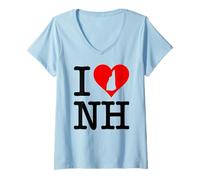 Donna Amo Il Cuore New Hampshire NH Maglietta con Collo a V