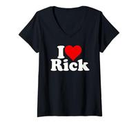Donna Amo Il Cuore Rick Richard Patrick Derrick Maglietta con Collo a V