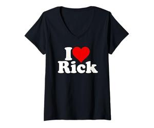 Donna Amo Il Cuore Rick Richard Patrick Derrick Maglietta con Collo a V