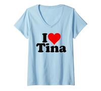 Donna Amo Il Cuore Tina Maglietta con Collo a V