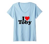 Donna AMO IL CUORE TOBY TOBIAS Maglietta con Collo a V