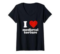 Donna Amo il design medievale delle torture Maglietta con Collo a V