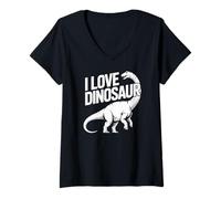 Donna Amo Il Dinosauro Brachiosaurus Roar Maglietta con Collo a V