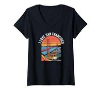 Donna Amo il Golden Gate Bridge di San Francisco Maglietta con Collo a V