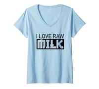 Donna Amo Il Latte Crudo Maglietta con Collo a V