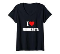 Donna Amo Il Minnesota per Uomini Donne e Studenti Maglietta con Collo a V