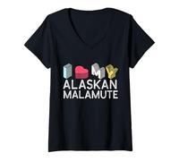 Donna Amo Il Mio Alaskan Malamute Maglietta con Collo a V
