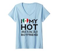Donna Amo Il Mio Caldo Messicano Fidanzato Marito Divertente Chicano Latino Maglietta con Collo a V