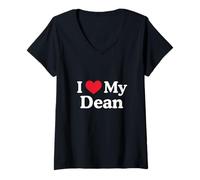 Donna Amo Il Mio Dean Heart Dean Love Dean Maglietta con Collo a V