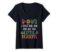 Donna Amo Il Mio Lavoro per Tutte Le Piccole ragioni Maglietta con Collo a V