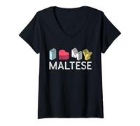 Donna Amo Il Mio Maltese Maglietta con Collo a V