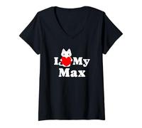 Donna Amo Il Mio Max Cat Owner Pet Kitten Lover Maglietta con Collo a V
