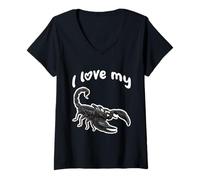 Donna Amo Il Mio Scorpione Maglietta con Collo a V