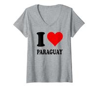 Donna Amo Il Paraguay Maglietta con Collo a V