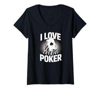 Donna Amo il poker Ace Of Spades Design Maglietta con Collo a V