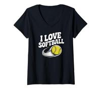 Donna Amo il softball Passion Ball Dynamic Motion Maglietta con Collo a V