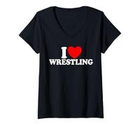 Donna Amo Il Wrestling Maglietta con Collo a V