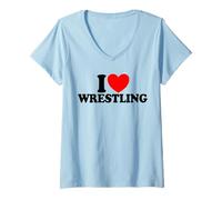 Donna Amo Il Wrestling Maglietta con Collo a V