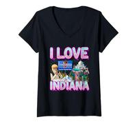 Donna Amo Indiana Meme India Unhinged Strano Maledetto Sciocchezze Bavaglio Maglietta con Collo a V