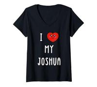 Donna Amo Joshua Nome Divertente Maglietta con Collo a V