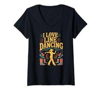 Donna Amo la danza in linea in stile country Maglietta con Collo a V