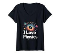 Donna Amo la Fisica Appassionato Cosmico Maglietta con Collo a V