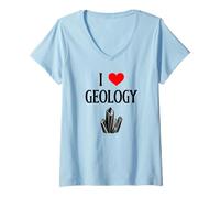 Donna Amo la Geologia I Cuore Geologia Scienziato Amante della Scienza Maglietta con Collo a V