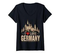 Donna Amo la Germania Maglietta con Collo a V