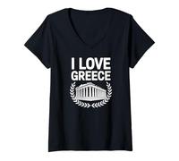 Donna Amo la Grecia Amante dell'architettura antica Maglietta con Collo a V