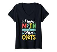 Donna Amo la matematica e i gatti Maglietta con Collo a V