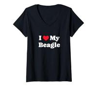 Donna Amo la mia Mamma Beagle Proud Beagle Maglietta con Collo a V