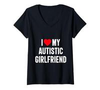 Donna Amo la mia ragazza autistica Heart Love Maglietta con Collo a V