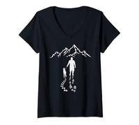 Donna Amo la montagna e il mio cane terapia natura escursionista Maglietta con Collo a V