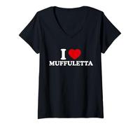 Donna Amo LA MUFFULETTA Maglietta con Collo a V